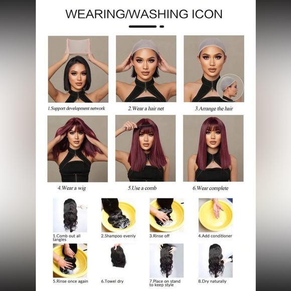 Flame Orange Highlight Wigs For Women Soft Long Wavy Wig With Curtain Bangs - Picture 6 of 6